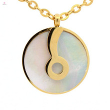 316l stainless steel long chain design yellow gold disc circle pendants wholesale